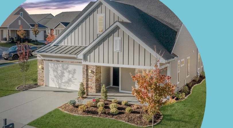 Exterior view of a single-family home in Trilogy at Lake Frederick in Lake Frederick, Virginia.