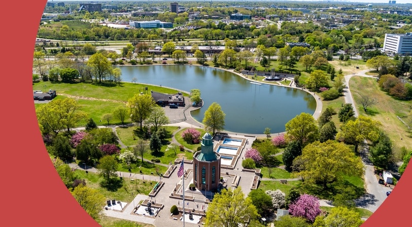 Aerial view of Eisenhower Park in Nassau County, New York.