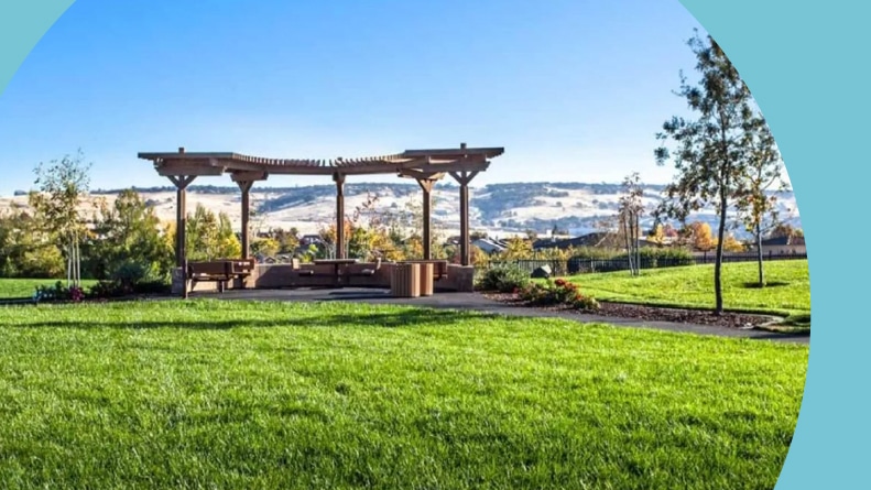 An outdoor patio and grill area at Four Seasons at El Dorado Hills in El Dorado Hills, California.