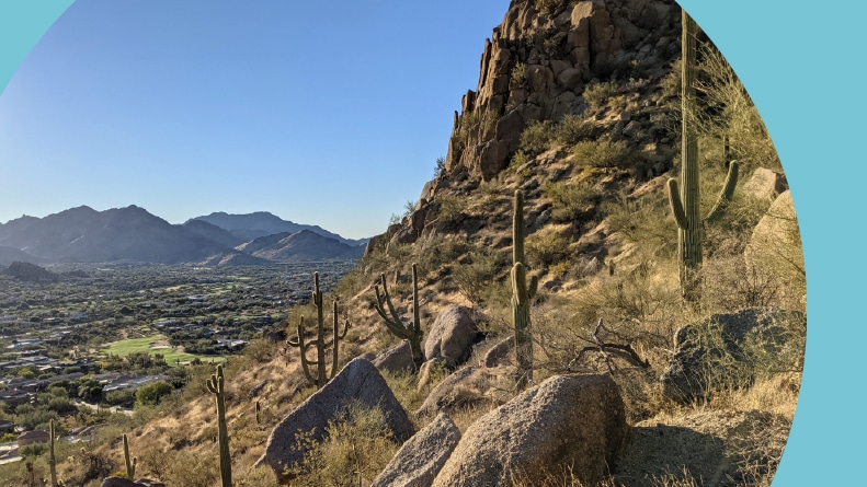 View of North Scottsdale from the Pinnacle Peak Trail, Arizona.