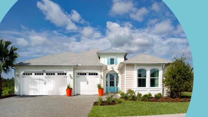 Exterior view of a model home at Latitude Margaritaville in Daytona Beach, Florida.