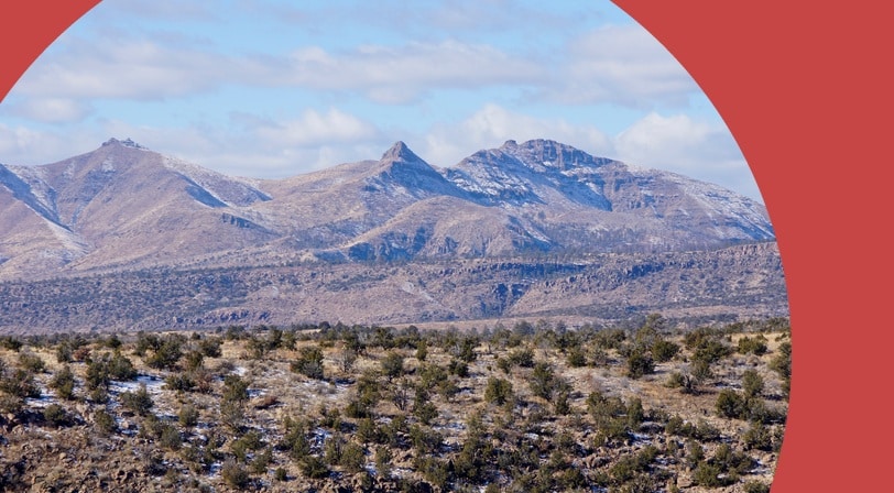 A desert landscape near Los Alamos in New Mexico.
