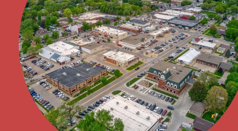 Aerial view of Orange City, Iowa.