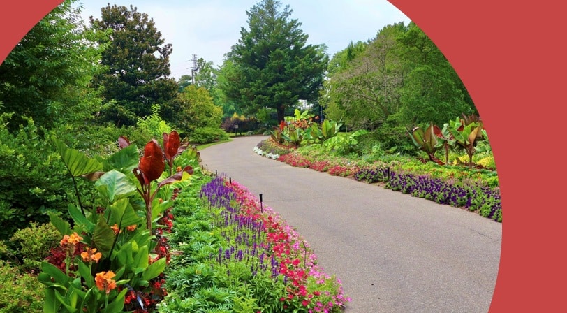A walking path at Clark Botanic Gardens in Albertson, New York.