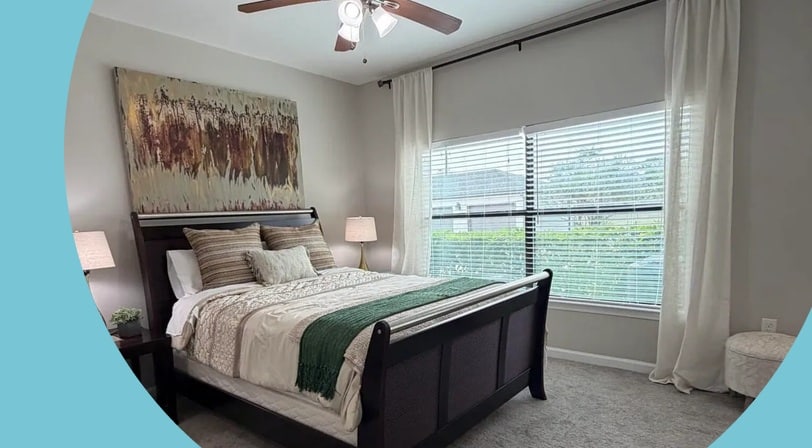 A bedroom in an apartment at The Avalon in Katy, Texas.