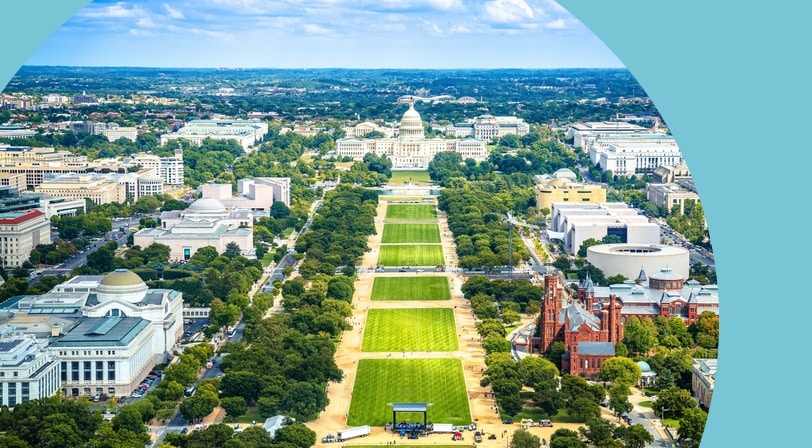 Aerial view of the National Mall in Washington, D.C.