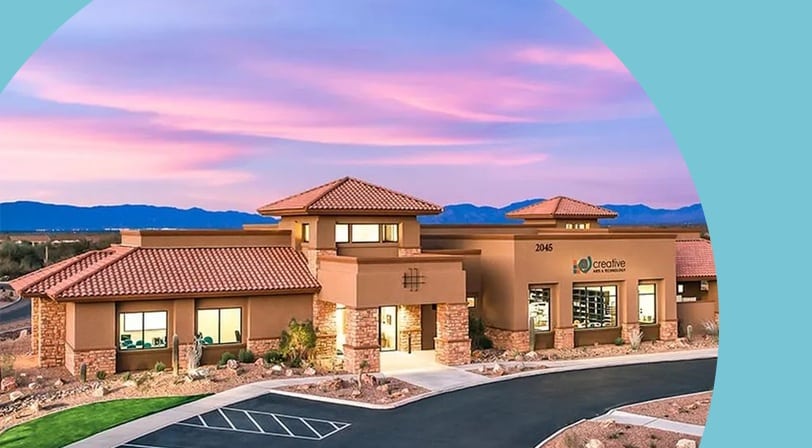 Sunset over the clubhouse at Quail Creek, a 55+ community in Green Valley, Arizona.