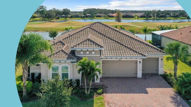 Aerial view of a home in Solivita, a 55+ community in Kissimmee, Florida.