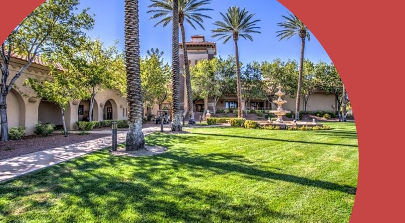Courtyard and fountain at Sun City Summerlin, a 55+ community in Las Vegas, Nevada.