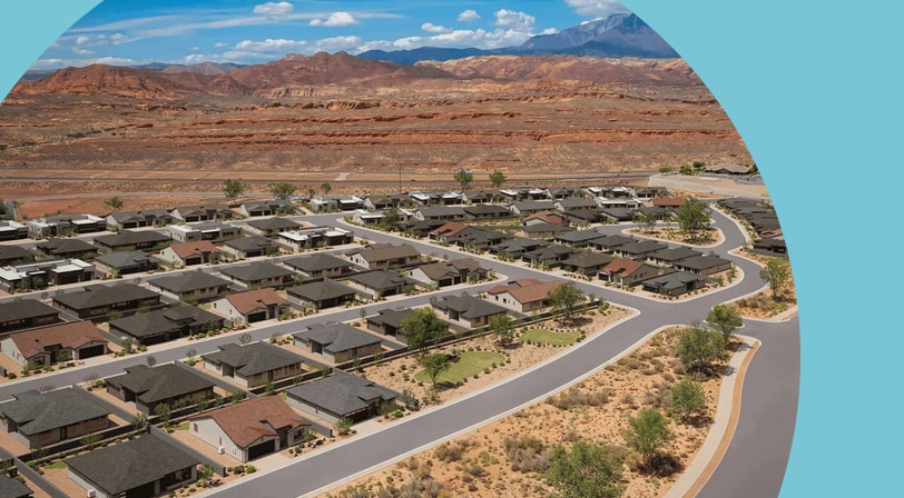 Aerial view of Cielo, a 55+ community in Washington, Utah.
