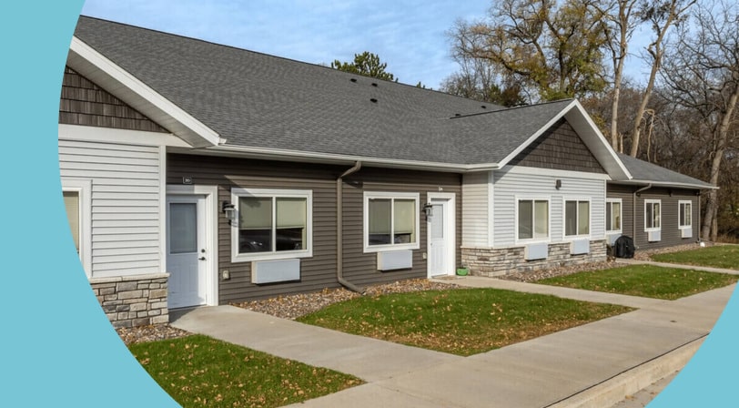 Attached homes at Pine Meadows, a 55+ community in Prescott, Wisconsin.