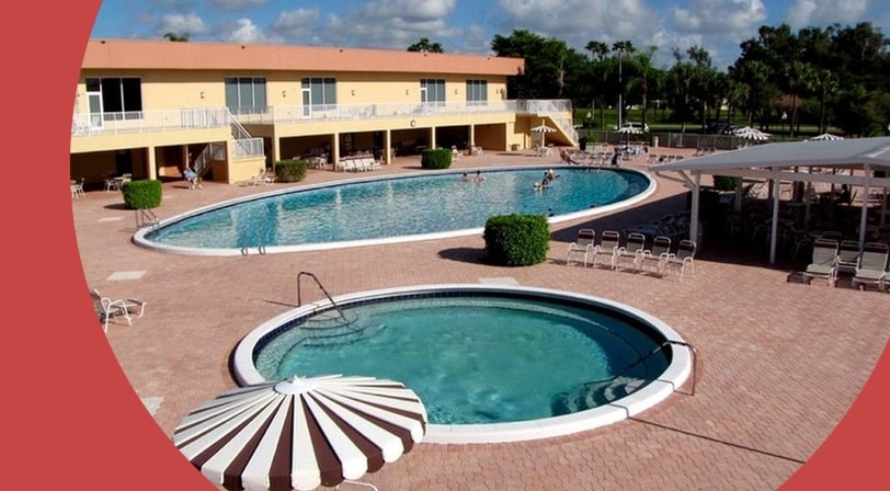 Swimming pools at Lakes of Delray, a 55+ community in Delray Beach, Florida