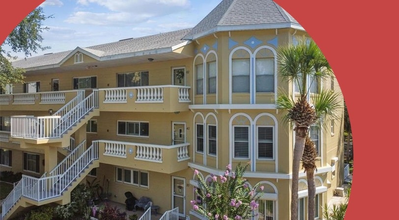 A residential building at On Top of the World Clearwater, a 55+ community at Clearwater, Florida.