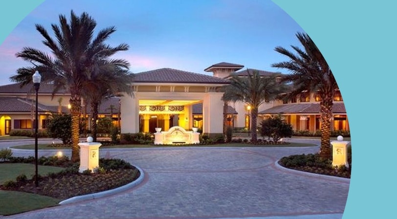 Clubhouse entrance at Sun City Center, a 55+ community in Sun City Center, Florida.