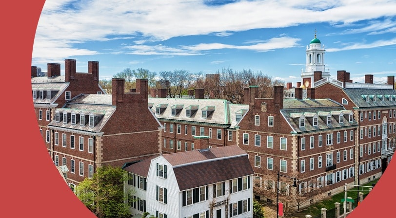 Aerial view of John F. Kennedy Street in the Harvard University Area in Cambridge, Massachusetts.