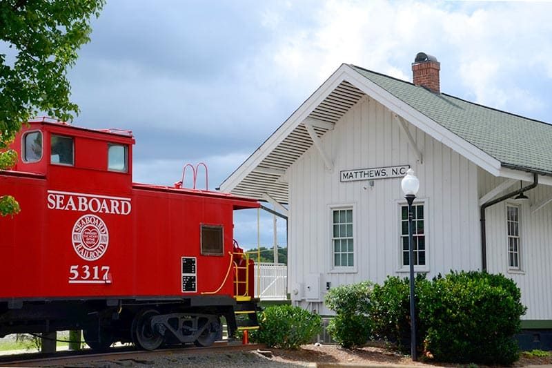bella-sera-villas-matthews-north-carolina The Train Depot and Caboose in Matthews, North Carolina.