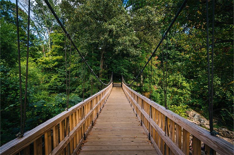 Bridge over Little Sugar Creek at Freedom Park in Charlotte, North Carolina.
