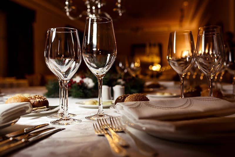 A fresh table setting in a fine dining restaurant in a 55+ community.