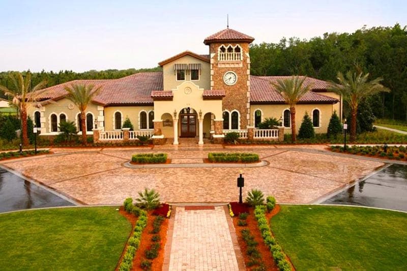 del-webb-ponte-vedra-florida Exterior view of the clubhouse at Del Webb Ponte Vedra in Ponte Vedra, Florida.