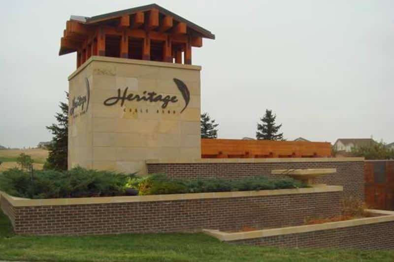The entrance to Heritage at Eagle Bend Golf Club in Aurora, Colorado.