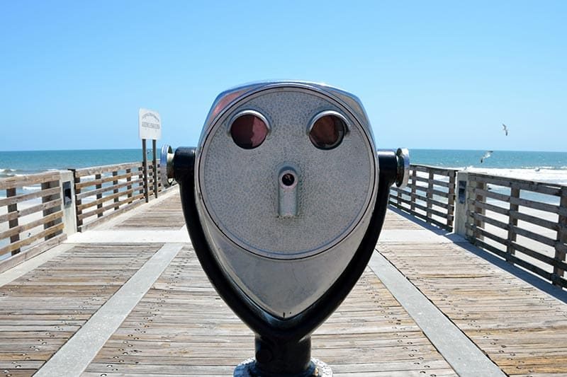 A coin binocular on a fishing pier in Jacksonville Beach, Florida.