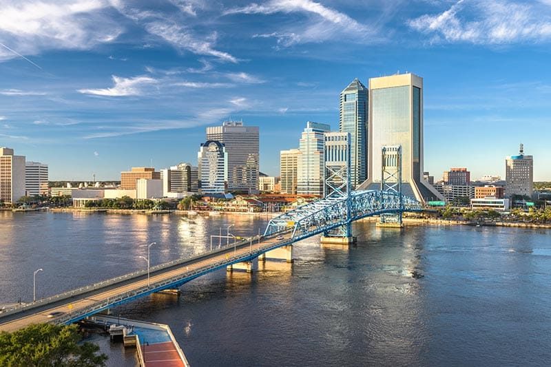 View of the bridge leading to Downtown Jacksonville in Florida.