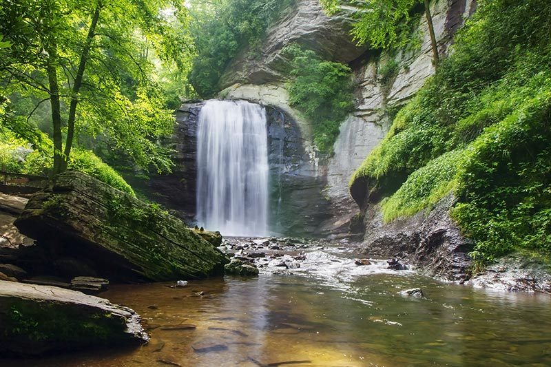 The Looking Glass Falls in the Pisgah National Forest in North Carolina.