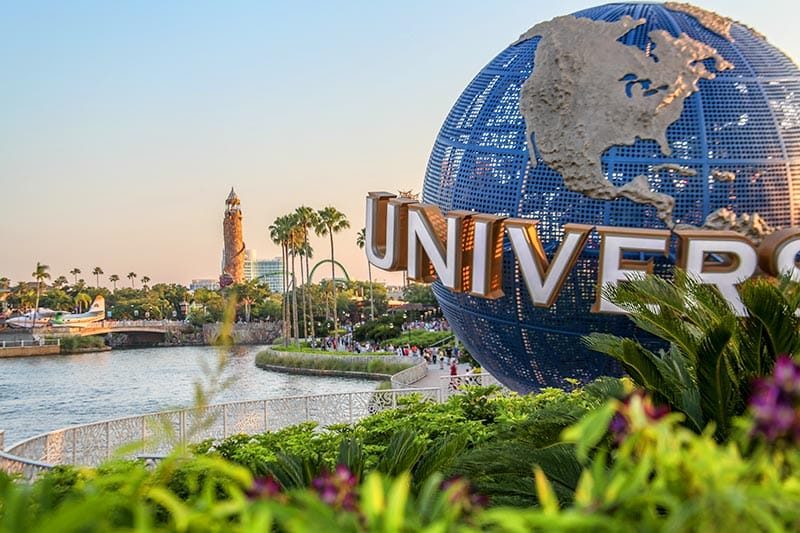 The iconic Universal globe at Universal Studios in Orlando, Florida