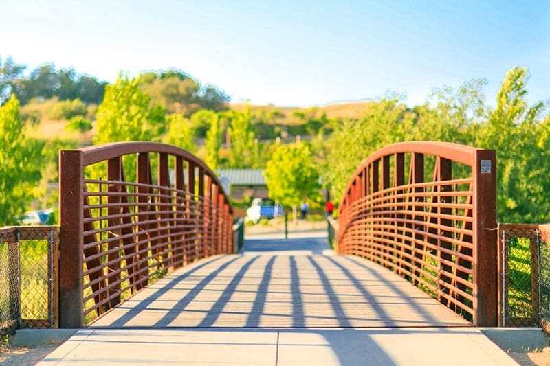 A bridge on the community grounds of Rice Ranch in Orcutt, California.