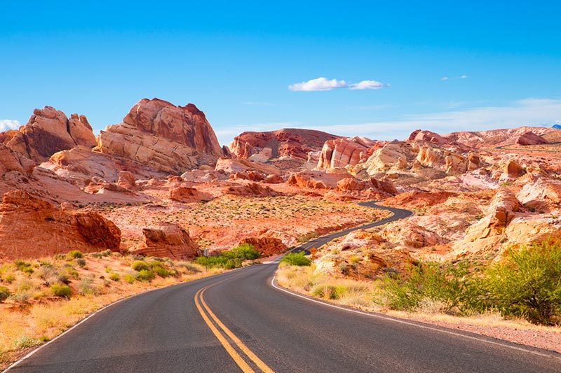 Road through Valley of Fire State Park in Nevada.