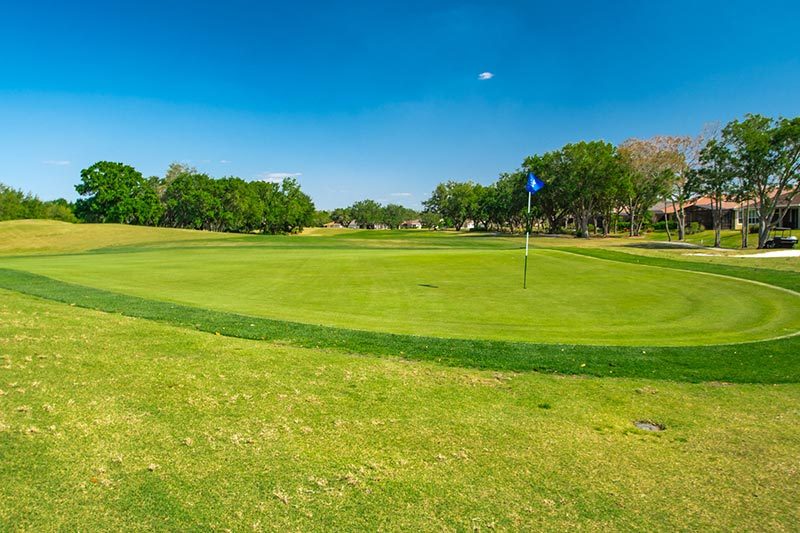 The golf course on a sunny day at Solivita, a 55+ community in Kissimmee, Florida.