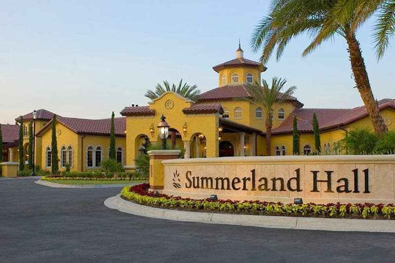 Exterior view of the Summerland Hall at Sweetwater, a 55+ community in Jacksonville, Florida.